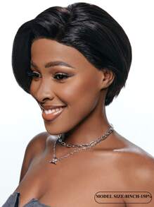 Straight Pixie Cut 13 X 4 X 1 T-Part Lace Wig Lace Front Natural Hair Wigs Short Hair Replacement Wig High Density - Natural Black - View 7