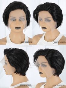 Straight Pixie Cut 13 X 4 X 1 T-Part Lace Wig Lace Front Natural Hair Wigs Short Hair Replacement Wig High Density - Natural Black - View 10