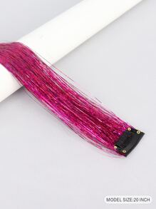 Clip In Long Straight Synthetic Hair Extension - Hot Pink - View 2