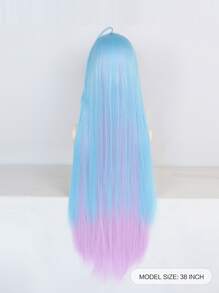 1pc Long Straight Cosplay Synthetic Wig With Bangs & 1pc Wig Cap - Multicolor - View 2