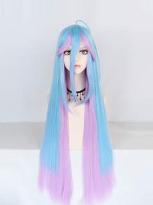 1pc Long Straight Cosplay Synthetic Wig With Bangs & 1pc Wig Cap - Multicolor - View 4