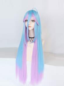 1pc Long Straight Cosplay Synthetic Wig With Bangs & 1pc Wig Cap - Multicolor - View 5