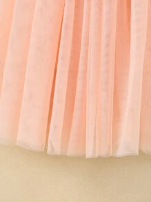 SHEIN Toddler Girls Contrast Lace Bodice Flared Mesh Hem Dress - Multicolor - View 6