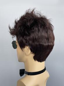 Men Short Straight Brown Synthetic Wig Quiff Mohawk Spiky Hairstyle Wigs For Men's Daily Wear - Brown - View 4