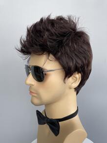 Men Short Straight Brown Synthetic Wig Quiff Mohawk Spiky Hairstyle Wigs For Men's Daily Wear - Brown - View 6