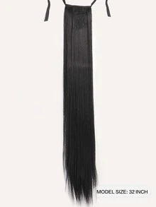 Extra Long Straight Synthetic Ponytail Hair Extension - Black - View 6