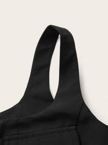 SHEIN EZwear Zip Up Flap Pocket Tank Top Without Shirt - Black - View 4