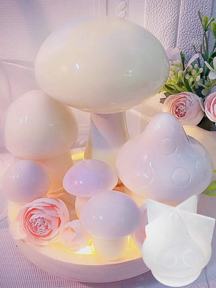 6 cái nấm hình khuôn tự làm bằng silicone - trắng - Xem 1