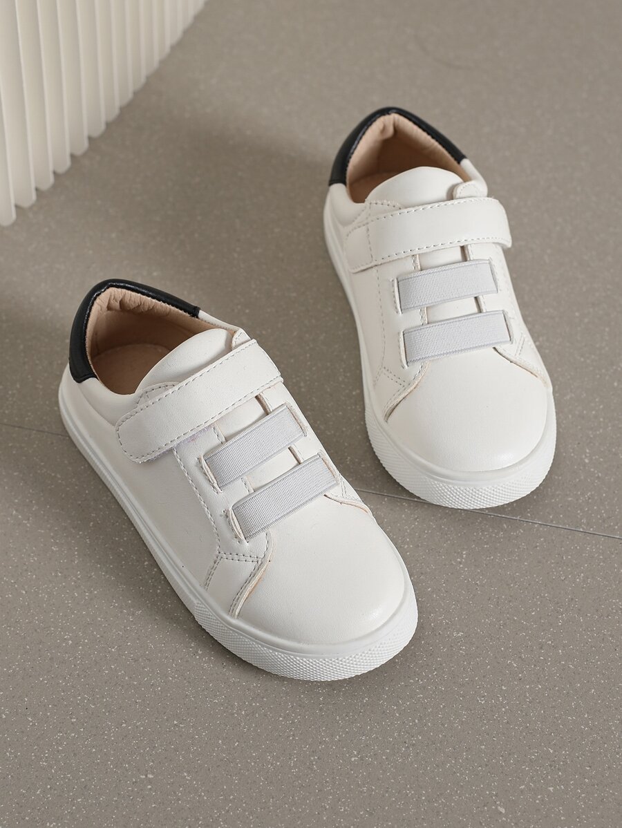 女孩拼接面魔術貼板鞋 - 白色 - 查看 1