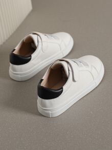 女孩拼接面魔術貼板鞋 - 白色 - 查看 2