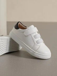 女孩拼接面魔術貼板鞋 - 白色 - 查看 3