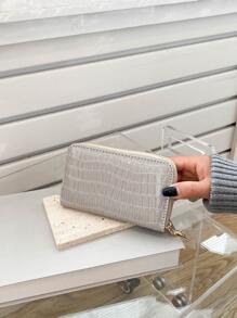 Cartera corta con cremallera y tarjetero, adecuada como regalo casual para vacaciones - Gris - Ver 2