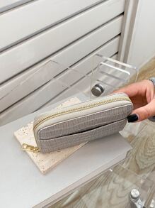 Cartera corta con cremallera y tarjetero, adecuada como regalo casual para vacaciones - Gris - Ver 3