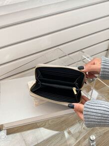Cartera corta con cremallera y tarjetero, adecuada como regalo casual para vacaciones - Gris - Ver 4