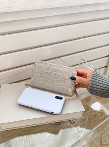 Cartera corta con cremallera y tarjetero, adecuada como regalo casual para vacaciones - Gris - Ver 6