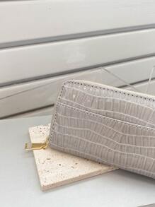Cartera corta con cremallera y tarjetero, adecuada como regalo casual para vacaciones - Gris - Ver 7