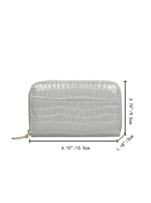 Cartera corta con cremallera y tarjetero, adecuada como regalo casual para vacaciones - Gris - Ver 8