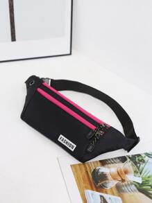 Túi đeo hông họa tiết chữ cái hoàn hảo cho thể thao du lịch ngoài trời, nhẹ, di động - màu đen - Xem 1