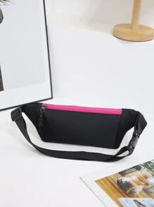 Túi đeo hông họa tiết chữ cái hoàn hảo cho thể thao du lịch ngoài trời, nhẹ, di động - màu đen - Xem 2