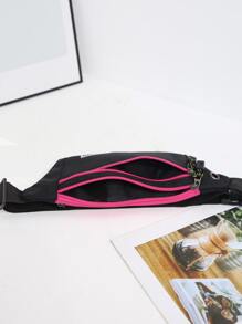 Túi đeo hông họa tiết chữ cái hoàn hảo cho thể thao du lịch ngoài trời, nhẹ, di động - màu đen - Xem 4