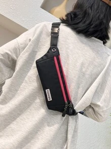 Túi đeo hông họa tiết chữ cái hoàn hảo cho thể thao du lịch ngoài trời, nhẹ, di động - màu đen - Xem 6