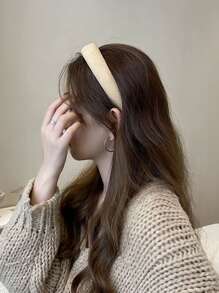 Solid Minimalist Headband - Beige - View 1