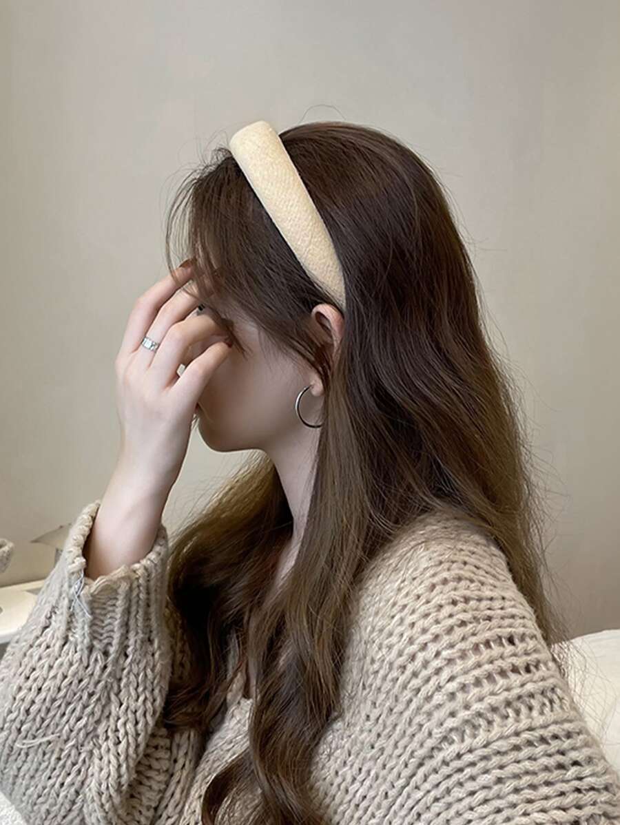 Solid Minimalist Headband - Beige - View 1