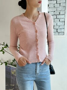 DAZY V-neck Lace Cardigan - Dusty Pink - View 3