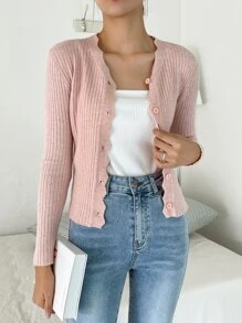 DAZY V-neck Lace Cardigan - Dusty Pink - View 6