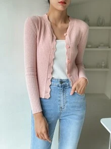 DAZY V-neck Lace Cardigan - Dusty Pink - View 8