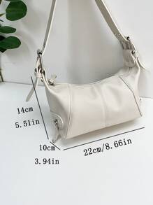 Y2K Bag For Women Studded Decor Underarm Purse Motorcycle Bag For Girls Waterproof,Lightweight,Business Casual Stitch Detail Bag For Teen Girls Women College Students,Rookies & White-Collar Workers Perfect For Office,College,Work ,Business,Commute - Beige - View 4