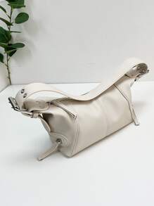 Y2K Bag For Women Studded Decor Underarm Purse Motorcycle Bag For Girls Waterproof,Lightweight,Business Casual Stitch Detail Bag For Teen Girls Women College Students,Rookies & White-Collar Workers Perfect For Office,College,Work ,Business,Commute - Beige - View 5