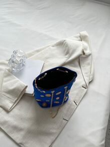 Bolso cubo de terciopelo engranaje - azul real - Ver 8