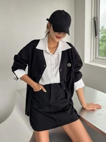 DAZY Women's Loose Striped Casual/School Shirt,Fall Women Clothes Long Sleeve Top - White - View 8