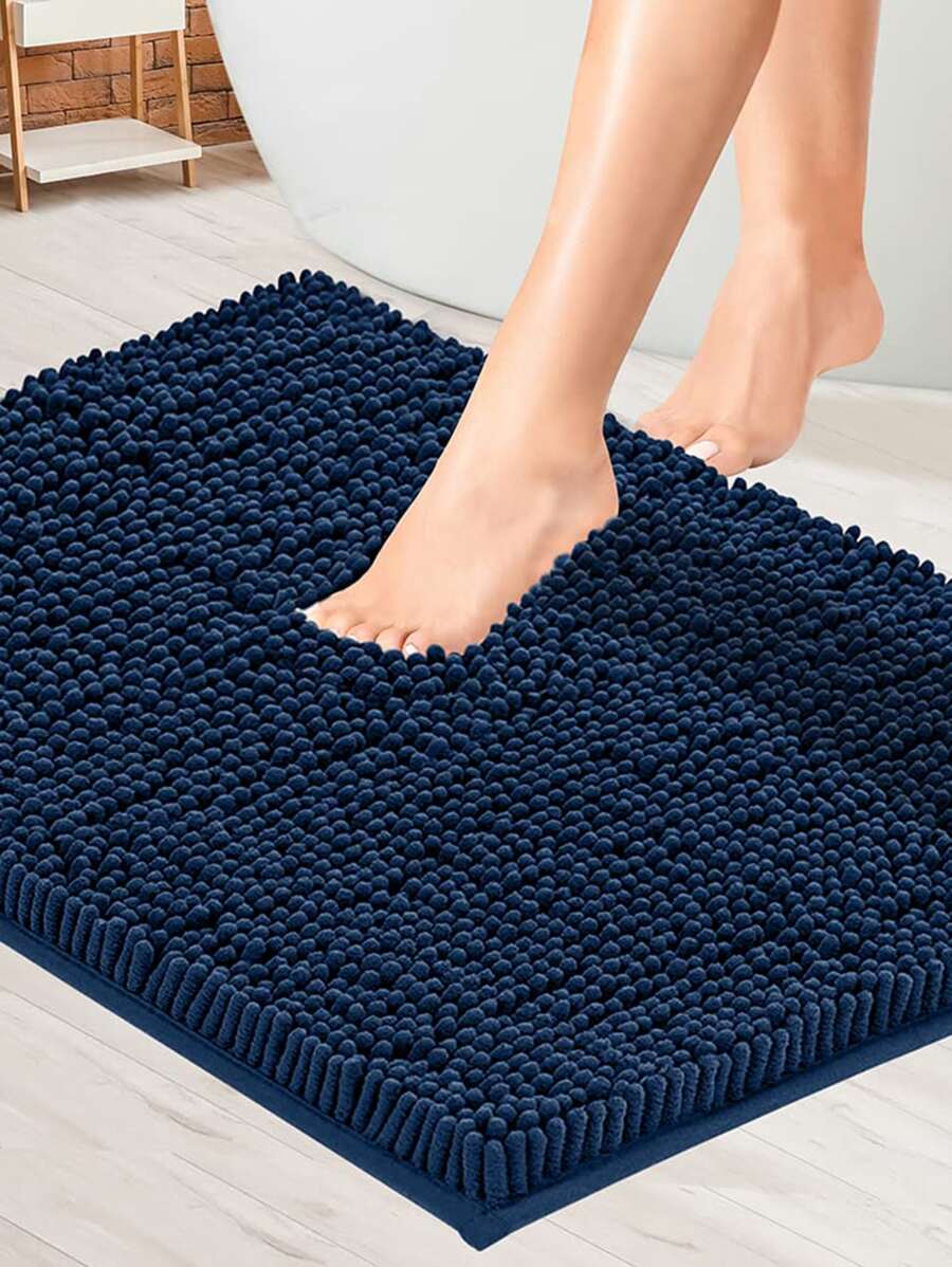 1入組素色雪尼爾防滑浴室毯 - 藏蓝色 - 查看 1