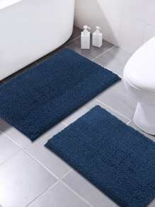1入組素色雪尼爾防滑浴室毯 - 藏蓝色 - 查看 2
