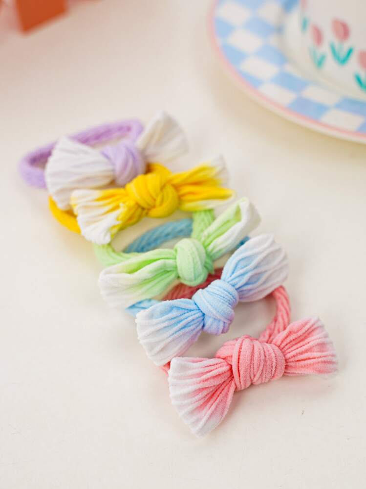 5 יחידות עניבת שיער דקור קשת Ombre - ריבוי צבעים - ראה 1