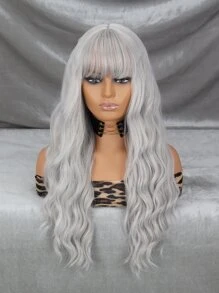 Tóc giả tổng hợp dài xoăn có mái - Xám - Xem 1