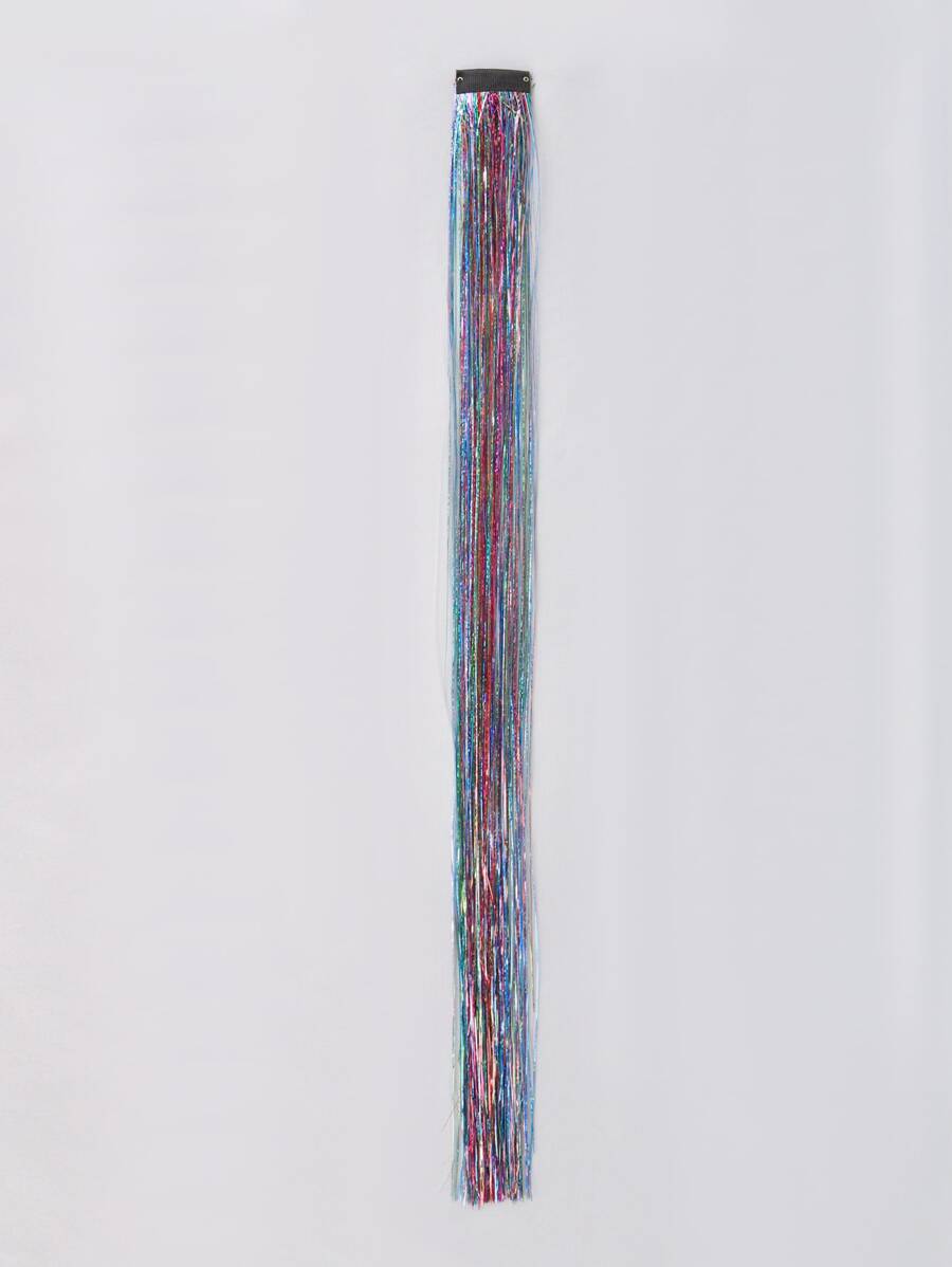 1pc Laser Clip In Long Straight Synthetic Hair Extension - Multicolor - View 1