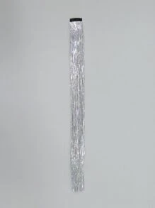 Clip In Long Straight Synthetic Hair Extension - Silver - View 1