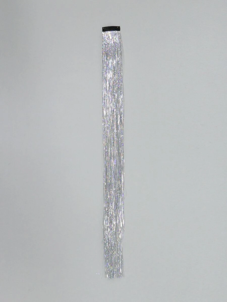 Clip In Long Straight Synthetic Hair Extension - Silver - View 1