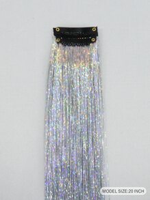 Clip In Long Straight Synthetic Hair Extension - Silver - View 2