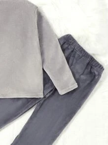 Boys' (little) Plush Letter Embroidered Homewear Set - Multicolor - View 6