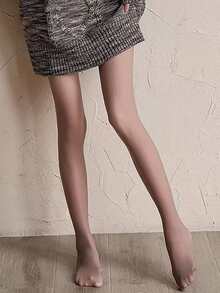 極簡風格素色褲襪 - 咖啡棕 - 查看 4