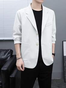 Manfinity Men Lapel Collar Single Button Blazer - Light Grey - View 4