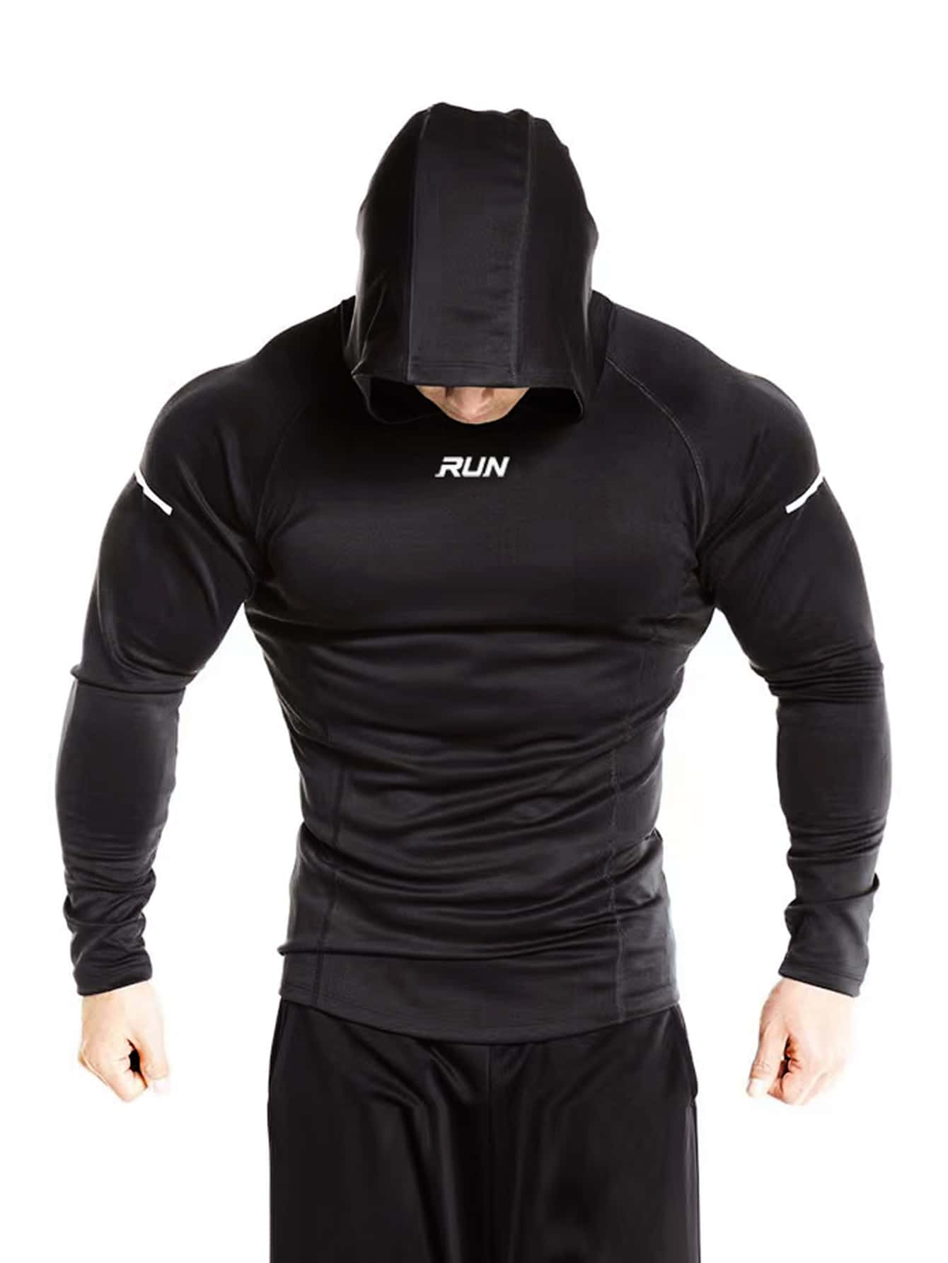 Manfinity Fitness Men Reflective Letter Graphic Raglan Sleeve Sports Sweatshirt - Black - View 1