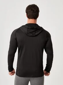 Manfinity Fitness Men Reflective Letter Graphic Raglan Sleeve Sports Sweatshirt - Black - View 2