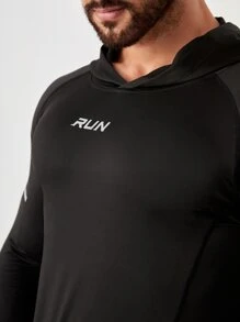 Manfinity Fitness Men Reflective Letter Graphic Raglan Sleeve Sports Sweatshirt - Black - View 6