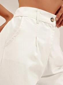 RueChic Solid Slant Pocket Trousers - White - View 4
