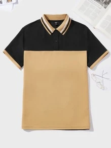 Manfinity Men Striped Trim Colourblock Polo Shirt - Multicolor - View 1